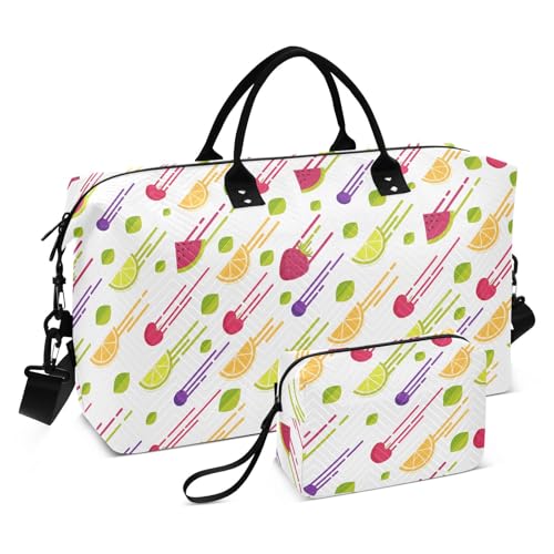 Lemon Watermelon Abstrakte Mode Große Reise Duffel Gepäck Wochenende Tasche Große Turnbeutel mit verstellbarem Gurt für Trekking Multifunktional von famyily