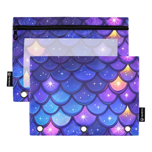 Lila Drachenschuppen Binder Pocket Folders Clear Pencil Bag for 3 Rings Binders Case with Three Rings for Office Home Travel Cards Storage Container von famyily