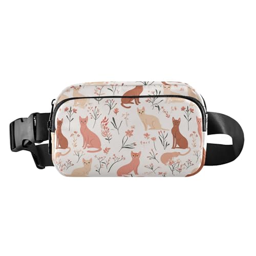 Lustige norwegische Katzen-Umhängetasche, Hüfttasche für Damen, große Kapazität, Beige, Chic Abyssiniancats Blush, 1 size von famyily