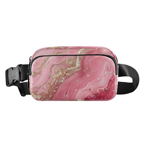 Luxuriöse Marmor-Textur in pfirsichgoldfarbener Farbe, trendige Umhängetasche, Hüfttasche für Damen und Herren, große Kapazität, Umhängetasche, Gürteltasche mit verstellbarem Gurt, für Radfahren, von famyily