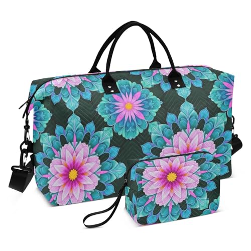 Mandala-Blumenmuster, bunt, Reisetasche, Reisetasche, Turnbeutel mit Kulturbeutel für Sport, wasserdicht, Maletas para gimnasio Mandala-Blumenmuster, bunt, Reisetasche, Reisetasche, Turnbeutel mit Kulturbeutel für Sport, wasserdicht, Maletas para gimnasio von famyily