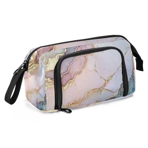 Marble Blush neutrales Federmäppchen, große Kapazität, Tasche mit Reißverschluss und Reißverschluss, Federmäppchen für Schule, Herren, Kosmetik von famyily