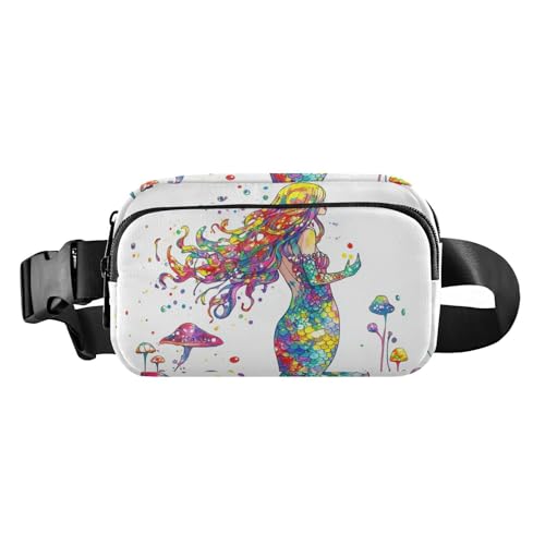 Meerjungfrau bunte Flurries süße Umhängetasche Hüfttasche für Damen Herren Teenager Große Kapazität Brusttasche Gürteltasche, Süße Meerjungfrau bunt, 1 size von famyily