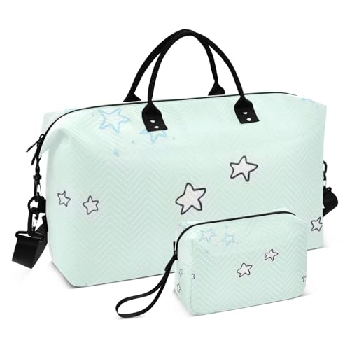 Mint Green Star Gepäck Reisetasche Schulter Weekender Übernachtungstasche Turnbeutel mit Kulturbeutel für Wandern Multifunktional von famyily