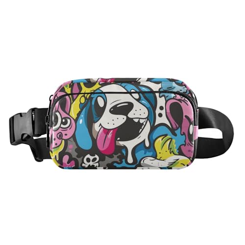 Modische Bauchtasche für Damen und Herren, Mini-Crossbody-Tasche, Diebstahlschutz, Hüfttasche mit verstellbarem Riemen für Einkaufen, Sport, Arbeit, Welpen-Aufdrucke, Einheitsgröße von famyily