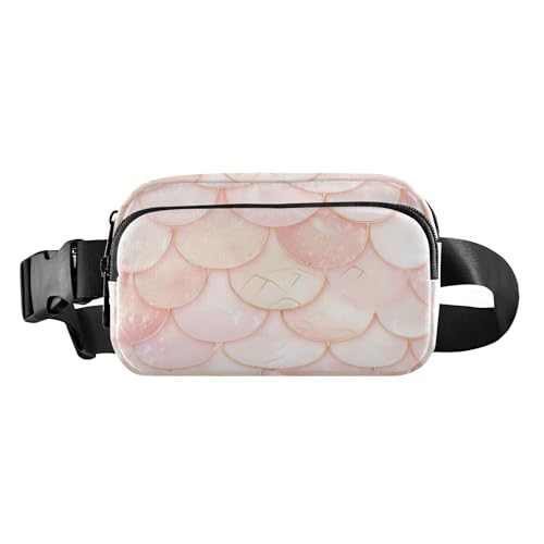 Modische Bauchtasche für Damen und Herren, Mini-Schultertasche, Reisezubehör für Fitnessstudio, Roségold, Türkis, Grün, Rotgoldene Fischschuppe, 1 size von famyily