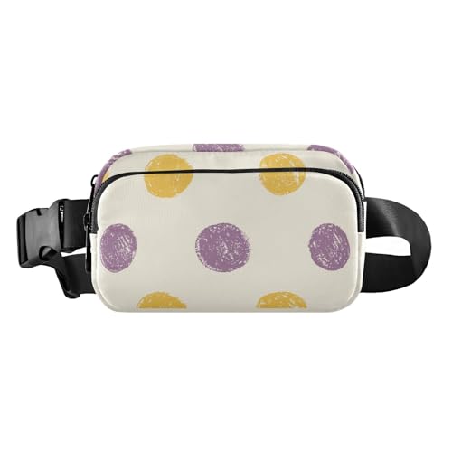 Modische Bauchtasche für Herren und Damen, Mehrzwecktasche, mit verstellbarem Gurt, für Reisen, Laufen, Wandern, Lila und Gelb, Lila und gelbe Punkte, Einheitsgröße Modische Bauchtasche für Herren und Damen, Mehrzwecktasche, mit verstellbarem Gurt, für Reisen, Laufen, Wandern, Lila und Gelb, Lila und gelbe Punkte, Einheitsgröße von famyily