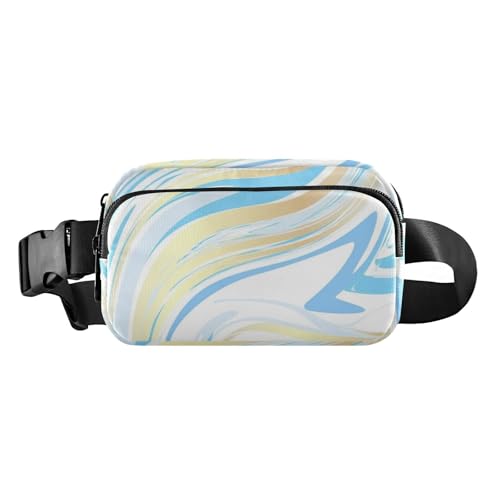 Modische Bauchtasche für Herren und Damen, abstrakte Textur, Mini-Umhängetasche, Gürteltasche mit verstellbarem Gurt, für Reisen, Urlaub, Laufen, Blau und Weiß, Blaue und weiße abstrakte Textur, von famyily