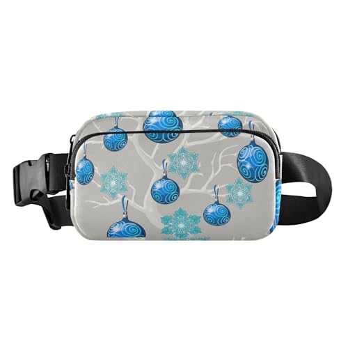 Modische Bauchtasche mit Weihnachtsbaumglocken, Bauchtasche für Damen und Herren, Mini-Schultertasche, Reisezubehör, mit verstellbarem Gurt, für Reisen, Einkaufen, Laufen, Blaue Weihnachtsbaumglocken, Modische Bauchtasche mit Weihnachtsbaumglocken, Bauchtasche für Damen und Herren, Mini-Schultertasche, Reisezubehör, mit verstellbarem Gurt, für Reisen, Einkaufen, Laufen, Blaue Weihnachtsbaumglocken, von famyily