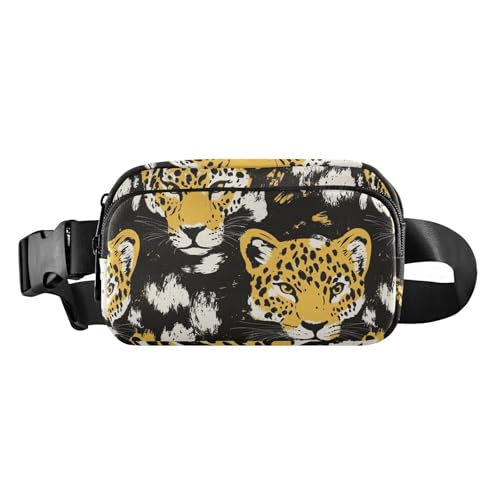 Modische Gürteltasche für Herren und Damen, großes Fassungsvermögen, Croose-Körper-Geldbörse mit verstellbarem Riemen für Einkaufen, Sport, Arbeit, gelber Leopardenmuster, Dunkelblau, Einheitsgröße, von famyily