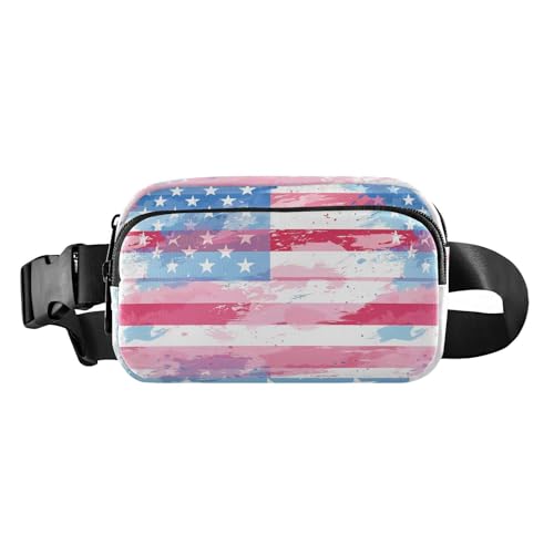 Modische Gürteltasche mit amerikanischer Flagge, Ölgemälde, Bauchtasche für Herren und Damen, wasserdicht, für Reisen, Farbblockierte Flaggenkunst, 1 size von famyily