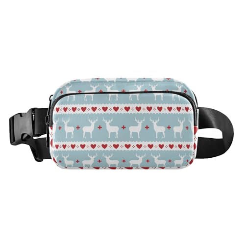 Modische Hüfttasche für Herren und Damen, Motiv: Weihnachtselch, mit verstellbarem Gurt, Rot und Blau, Roter und blauer Weihnachtselch, Einheitsgröße von famyily