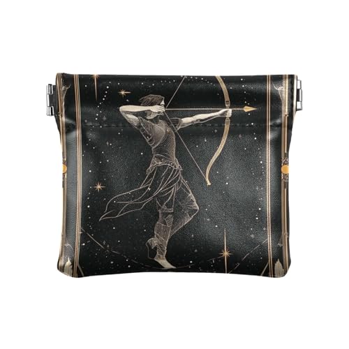 Mummy Ancient Tomb PU Leder Kleingeldbörse Tragbarer Kartenhalter für Mädchen Damen Handtasche, Bogenschützen-Tarot mit Sternzeichen, 1 size, Modern von famyily