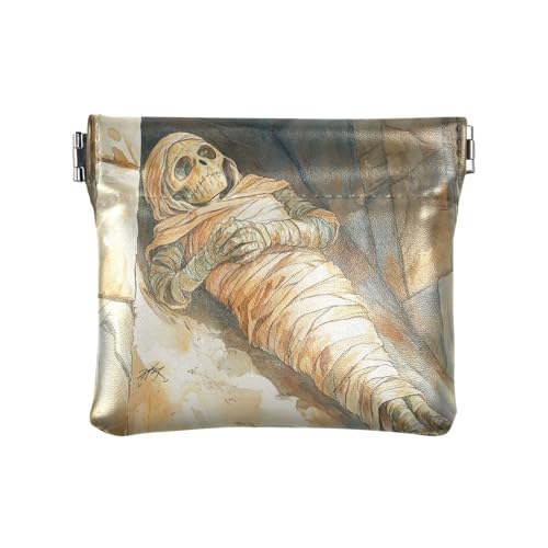 Mummy Ancient Tomb PU Leder Kleingeldbörse Tragbarer Kartenhalter für Mädchen Damen Handtasche, Mummy Ancient Tomb, 1 size, Modern von famyily