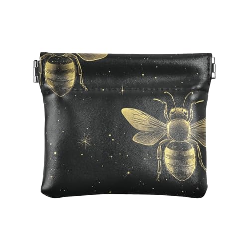 Mysterious Golden Bee PU Leder Kleine Münzbörse Praktische Kosmetiktaschen für Frauen Mädchen Mysterious Golden Bee One Size Modern, Geheimnisvolle goldene Biene, Einheitsgröße, Modern von famyily