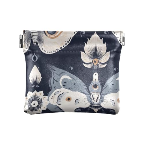 Mysterious Retro Schmetterling Kleine Leder Münzbörse Einzigartige Mini Kartenhalter Geldbörse für Frau Mädchen Mysterious Retro Schmetterling Einheitsgröße Modern, Geheimnisvoller von famyily