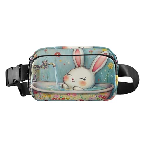 Niedliche Biber-Badewannen-Hüfttasche für Damen, Herren, Teenager, große Kapazität, Crossbody-Tasche, Anti-Diebstahl, Niedliche Kaninchen-Retro-Badewanne, 1 size von famyily