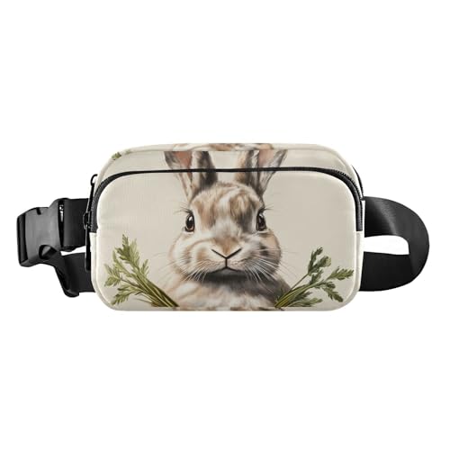 Niedliche Umhängetasche mit Hasen-Karottenmotiv, für Damen und Herren, wasserdicht, mit verstellbarem Gurt, für Reisen, Fitnessstudio, Arbeit, Häschen Karotte Ostern, 1 size von famyily