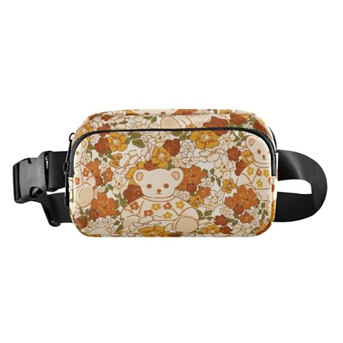 Niedliche orangefarbene Cartoon-Teddybär-Umhängetasche, Hüfttasche für Männer und Frauen, wasserdichte Bauchtasche mit verstellbarem Riemen für Reisen, Einkaufen, Laufen, Süßer orangefarbener von famyily