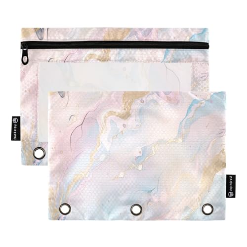 Ordnertaschen mit Reißverschluss und transparentem Fenster, Federmäppchen, Organizer, große und stabile Fächermappe für 3 Fächer, für Büro, Schulbedarf, Kosmetik, mehrfarbig, 2 Stück von famyily