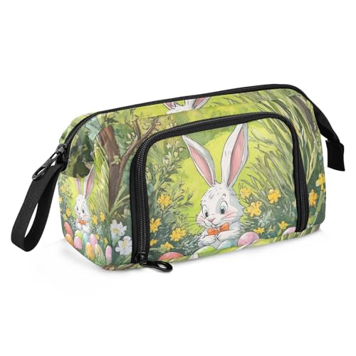 Osterhasen-Eier, Büsche, Bäume, großes Federmäppchen, große Kapazität, großes Federmäppchen mit Griff, Stifteetui, Kosmetik, Make-up für Studenten, Mittelschule von famyily