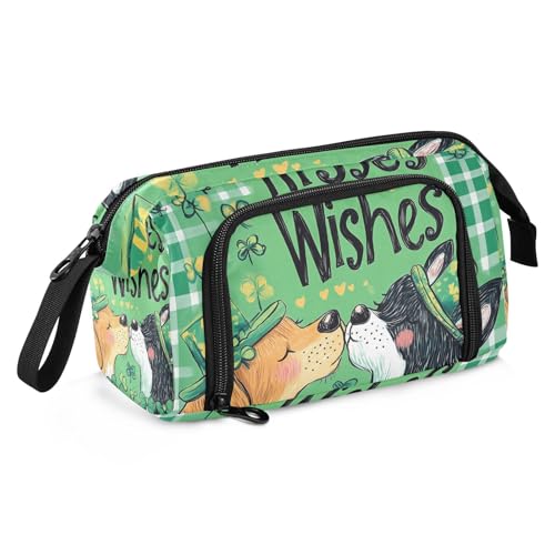 Patrick's Day Federmäppchen mit Hundeküssen, großes Fassungsvermögen, Federmäppchen mit Schlitz, Federmäppchen für Teenager, Studenten, Mittelschule von famyily