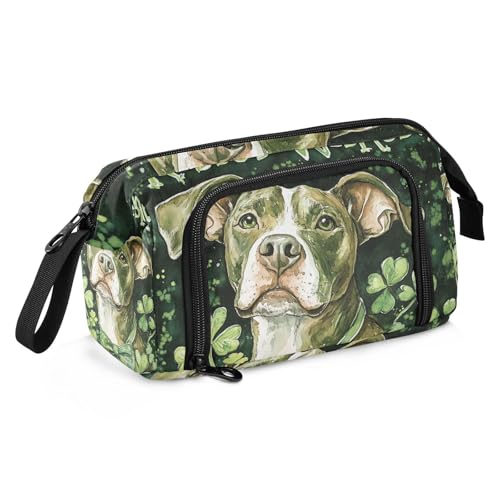 Patrick's Day Lucky Dog Federmäppchen Große Kapazität Box Federmäppchen mit Griff Pinsel und Federmäppchen für Jugendliche College von famyily