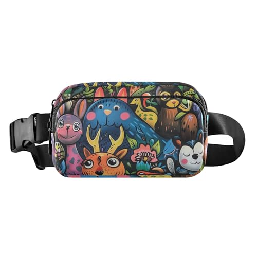 Personalisierte Tiere, anthropomorphe Kritzeleien, stilvolle Umhängetasche, Hüfttasche für Damen und Herren, wasserabweisend, mit verstellbarem Riemen für Reisen, Laufen, Wandern, Personalisierte von famyily