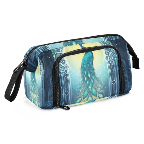 Pfauen-Tarot-Federmäppchen, großes Fassungsvermögen, mit Reißverschluss, multifunktionales Federmäppchen mit Reißverschluss, für Jungen, Schulbedarf von famyily