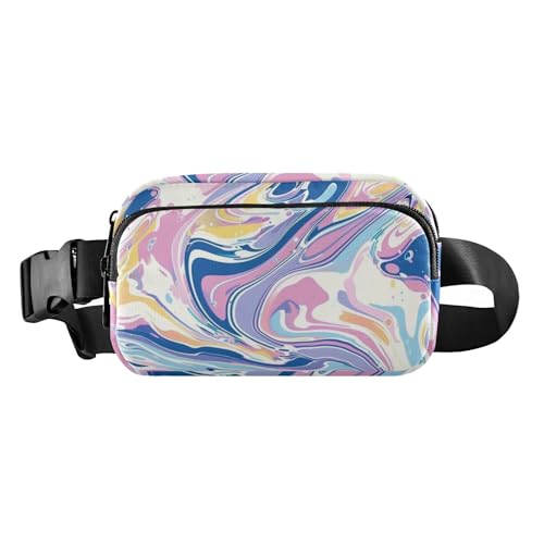 Pfirsichblaue Laserflüssigkeit, trendige Bauchtasche, Hüfttasche für Damen und Herren, Mehrzweck-Crossbody-Tasche, Anti-Diebstahl-Hüfttasche mit verstellbarem Gurt, für Reisen, Laufen, Wandern, von famyily