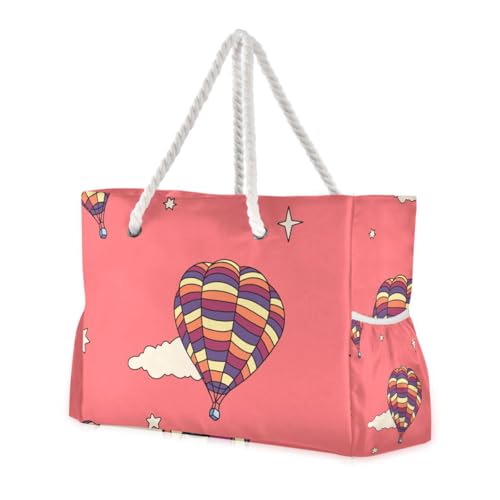 Pfirsichstern-Heißluftballon, sanddicht, große Reisetasche mit Seitentaschen, Tasche für Arbeit, Reisen, Essentials, Strandgeschenke, Geburtstagsgeschenke für Frauen Pfirsichstern-Heißluftballon, sanddicht, große Reisetasche mit Seitentaschen, Tasche für Arbeit, Reisen, Essentials, Strandgeschenke, Geburtstagsgeschenke für Frauen von famyily