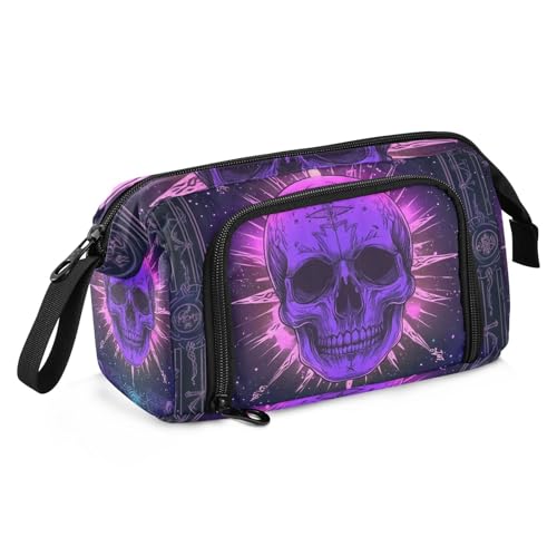 Piratenschädel-Federmäppchen, große Kapazität, Taschen mit Reißverschluss, tragbares Federmäppchen mit Fächern für Schüler, Kindergarten von famyily