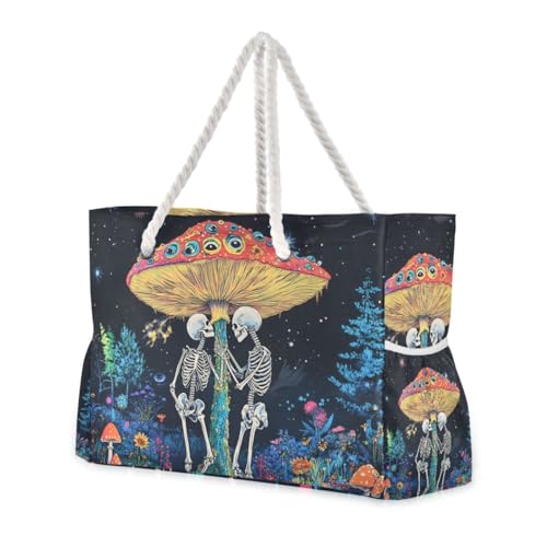 Psychedelische Totenköpfe, große Kapazität, Reißverschluss-Tragetasche für Reisen, mit Reißverschluss, Computer-Tragetasche für Damen, mit Taschen Psychedelische Totenköpfe, große Kapazität, Reißverschluss-Tragetasche für Reisen, mit Reißverschluss, Computer-Tragetasche für Damen, mit Taschen von famyily