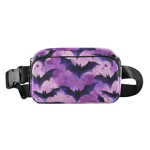 Purple Bat Sky trendige Crossbody-Tasche für Herren und Damen, Mini-Umhängetasche mit verstellbarem Riemen für Workout, Laufen, Wandern, Lila Fledermaus-Himmel, Einheitsgröße, Purple Bat Sky, von famyily