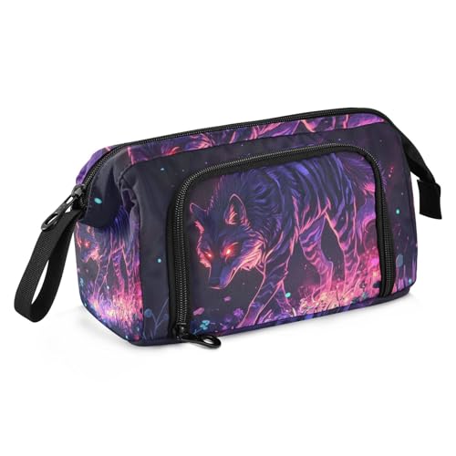 Purple Wolf Pencil Bags Large Capacity Artist Pencil Case Multifunctional Pencil Cases For Adults for Adolescentes Kindergarten von famyily
