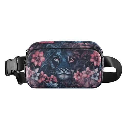 Regal Lions Exotic Flora Peach Trendy Bauchtasche Hüfttasche für Damen Herren Teenager Mini Crossbody Sporttasche mit verstellbarem Gurt für Radfahren Wandern Fitnessstudio Regal Lions Exotic Flora von famyily