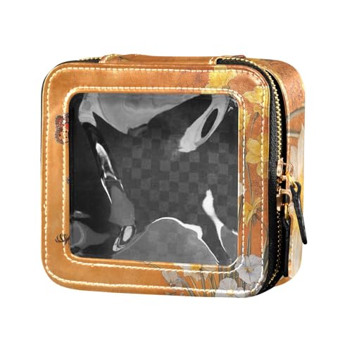 Reise-Make-up-Tasche, Motiv: Narzissen, Phlox, Schmetterlinge, Bienen, niedlich, transparent, Reisetaschen für Toilettenartikel, Leder, Organizer-Taschen zum Fliegen, Blumen Narzissen Phlox von famyily