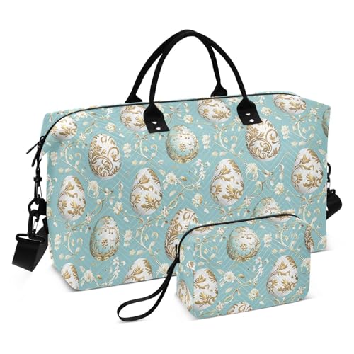 Reisetasche, Motiv: Ostereier, Blau, Wochenendreisen, Übernachtungstasche, Turnbeutel mit Kulturbeutel für Fitnessstudio, wasserdicht, Bolsa de lona para Reisetasche, Motiv: Ostereier, Blau, Wochenendreisen, Übernachtungstasche, Turnbeutel mit Kulturbeutel für Fitnessstudio, wasserdicht, Bolsa de lona para von famyily