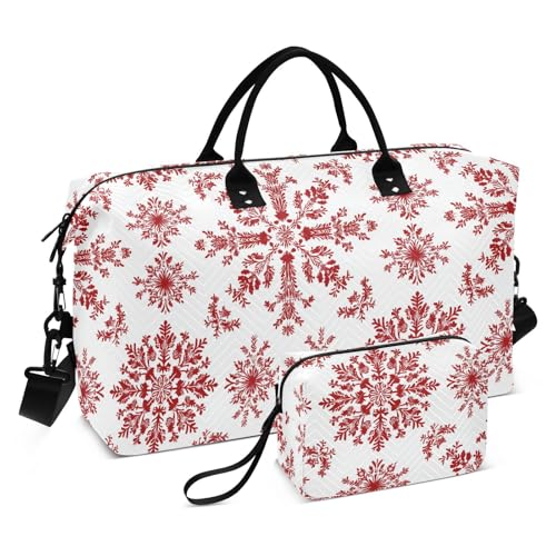 Reisetasche, Motiv: rote Schneeflocke, traditionelles chinesisches Muster, große Handgepäcktasche, Flughafentasche, großer Turnbeutel mit Kulturbeutel für Workout, große Kapazität Reisetasche, Motiv: rote Schneeflocke, traditionelles chinesisches Muster, große Handgepäcktasche, Flughafentasche, großer Turnbeutel mit Kulturbeutel für Workout, große Kapazität von famyily