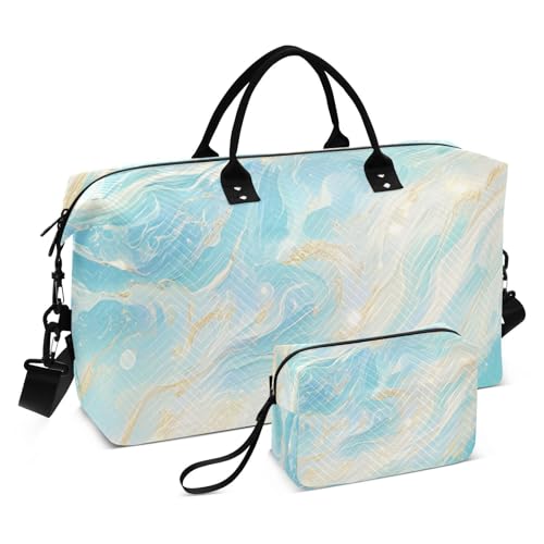 Reisetasche, Reisetasche, für Übernachtung, Handgepäck, Turnbeutel mit verstellbarem Riemen, für Fitnessstudio, multifunktional, Bolso, Viajero, Para Mujer, Blau und Gold Reisetasche, Reisetasche, für Übernachtung, Handgepäck, Turnbeutel mit verstellbarem Riemen, für Fitnessstudio, multifunktional, Bolso, Viajero, Para Mujer, Blau und Gold von famyily