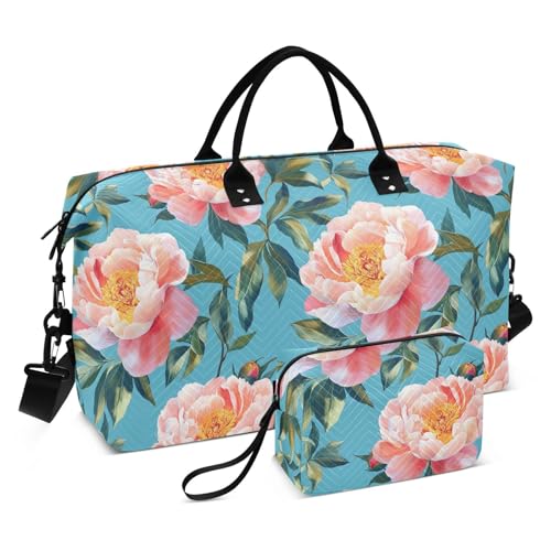 Reisetasche, Retro-Design, Pfingstrosen, Blau, Handgepäck, persönliche Gegenstände, Turnbeutel, Kulturbeutel für Trekking, faltbar, Maletas para gimnasio Reisetasche, Retro-Design, Pfingstrosen, Blau, Handgepäck, persönliche Gegenstände, Turnbeutel, Kulturbeutel für Trekking, faltbar, Maletas para gimnasio von famyily