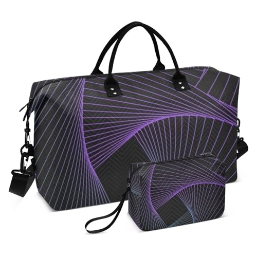 Reisetasche, Sporttasche, Sporttasche, Sporttasche, Turnbeutel mit verstellbarem Riemen, für Sport, Blau und Lila, 2-teiliges Set Reisetasche, Sporttasche, Sporttasche, Sporttasche, Turnbeutel mit verstellbarem Riemen, für Sport, Blau und Lila, 2-teiliges Set von famyily