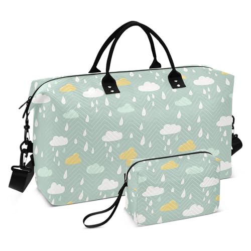 Reisetasche mit Cartoon-Wolken, orange-grün, Schultertasche, Wochenendtasche, Übernachtungstasche, Turnbeutel mit verstellbarem Gurt, für Flugzeugreisen, wasserdicht Reisetasche mit Cartoon-Wolken, orange-grün, Schultertasche, Wochenendtasche, Übernachtungstasche, Turnbeutel mit verstellbarem Gurt, für Flugzeugreisen, wasserdicht von famyily