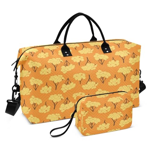 Reisetasche mit gelbem Blumenmuster, Reisetasche, Turnbeutel mit Kulturbeutel zum Wandern, 2-teiliges Set Reisetasche mit gelbem Blumenmuster, Reisetasche, Turnbeutel mit Kulturbeutel zum Wandern, 2-teiliges Set von famyily