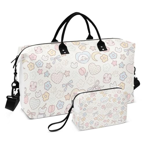 Reisetasche mit schönem Blumenmuster, für Reisen, Wochenendtasche, Sporttasche, Trainingstasche mit verstellbarem Riemen, für Trekking, wasserdicht, Beige Reisetasche mit schönem Blumenmuster, für Reisen, Wochenendtasche, Sporttasche, Trainingstasche mit verstellbarem Riemen, für Trekking, wasserdicht, Beige von famyily