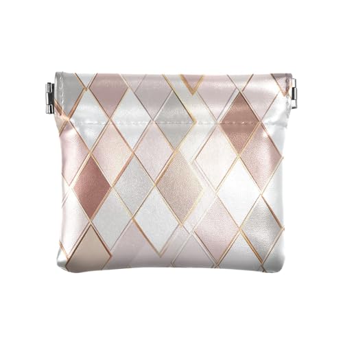 Rhomboid weiße Terrakotta-Geldbörse für Damen, klein, Leder, Kleingeldbörse, wasserdicht, Mini-Münzgeldbörse für Mädchen, Frauen, Rotgoldenes weißes Pokers-Symbol, Einheitsgröße von famyily