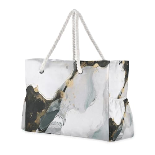 Robuste Schultertasche mit Seitentaschen, für Damen, für Reisen, Fitnessstudio, Urlaub, Schwarz / goldfarben Robuste Schultertasche mit Seitentaschen, für Damen, für Reisen, Fitnessstudio, Urlaub, Schwarz / goldfarben von famyily