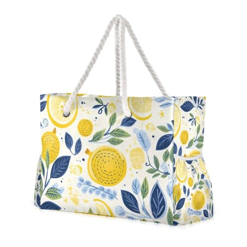 Robuste und stabile Tragetasche mit Seitentaschen, für Damen, Reisezubehör, Strandgeschenk, Geburtstagsgeschenk, Gelb / Zitronenblau Robuste und stabile Tragetasche mit Seitentaschen, für Damen, Reisezubehör, Strandgeschenk, Geburtstagsgeschenk, Gelb / Zitronenblau von famyily