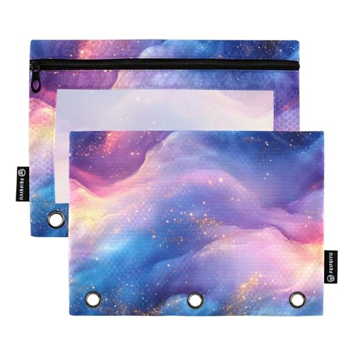 Rosa Königsblau Regenbogen Binder Taschen Kunststoff Federmäppchen für Ringe Binder Aufbewahrung mit Binderlöchern für Kinder Zuhause Reise Karten Aufbewahrungsbehälter von famyily
