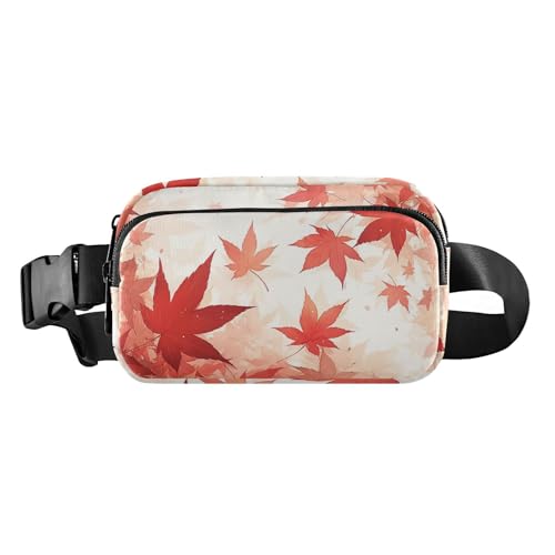 Rote Herbst-Ahornblätter, stilvolle Umhängetasche, Hüfttasche für Damen und Herren, Mehrzweck-Umhängetasche mit verstellbarem Riemen für Reisen, Einkaufen, Laufen, Rote Herbst-Ahornblätter, von famyily